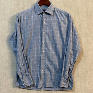 Peter Millar Collection Winter Soft Twill Men's Shirt M Blue Plaid Lightweight